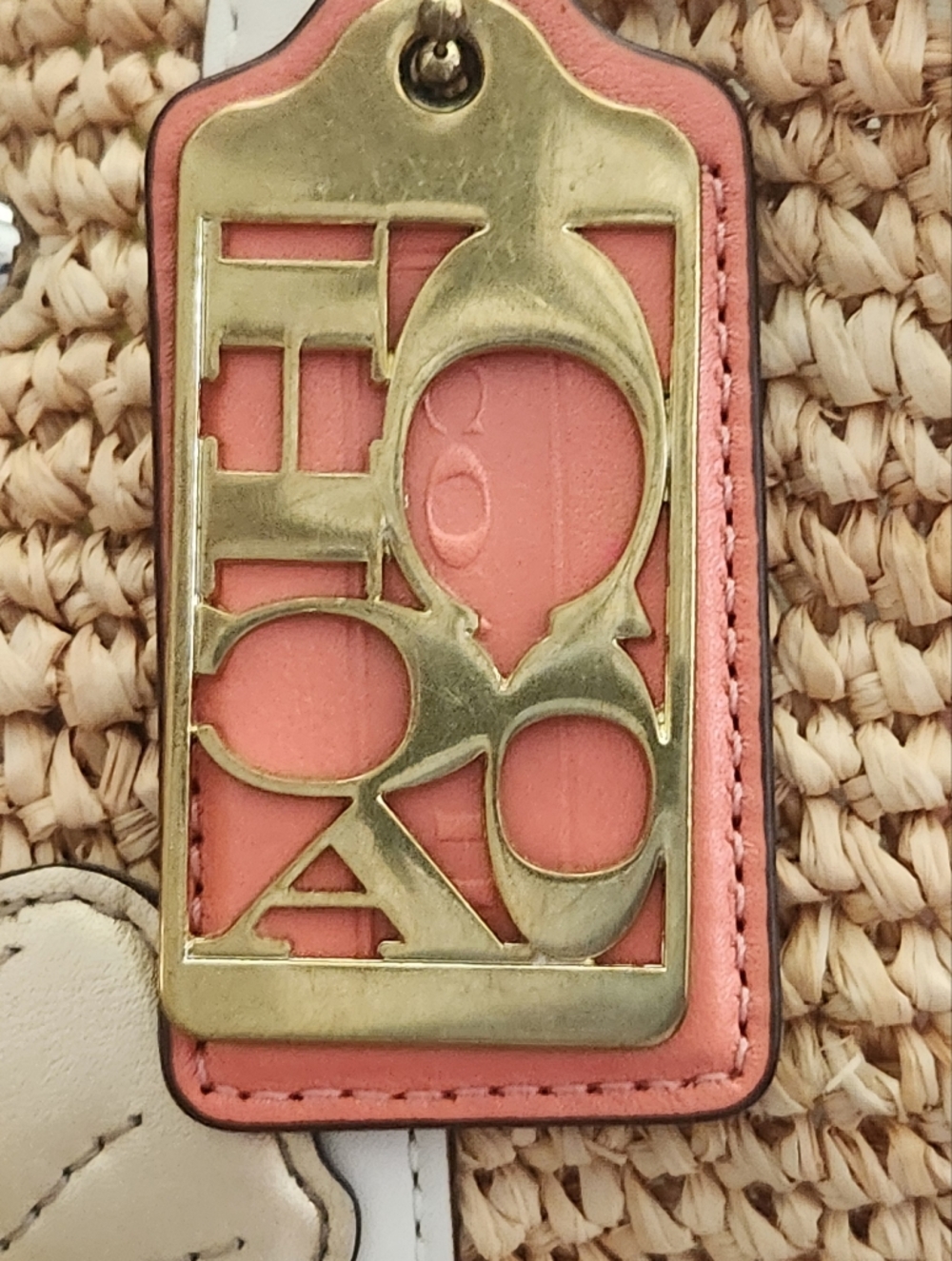 Coach Hamptons Weekend Straw Applique Tote Bag #19347 - Picture 4 of 16